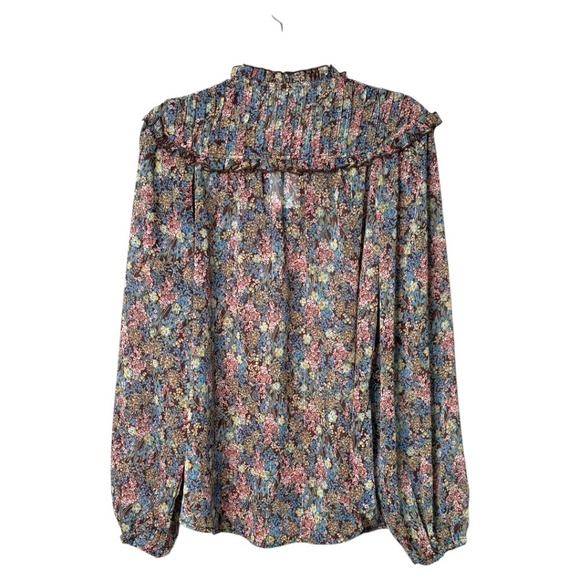 NORTHERN REFLECTIONS Sheer Ditsy Floral Print Long Sleeve Blouse US Sz L NWT - Picture 3 of 8